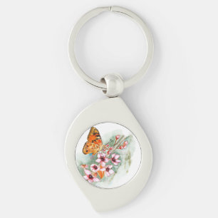 Porte-clés Papillon aux fleurs de cerisiers