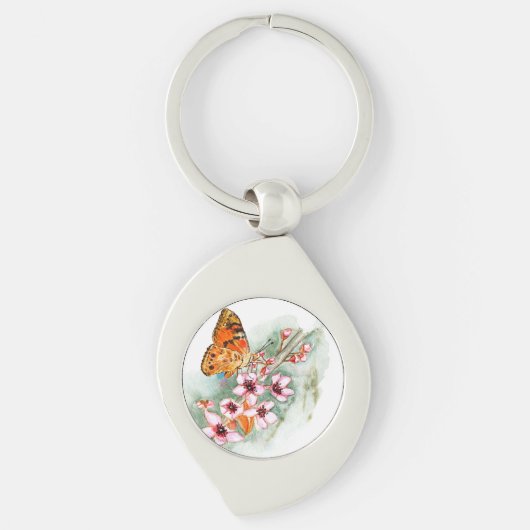 Porte-clés Papillon aux fleurs de cerisiers (Devant)
