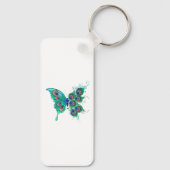 Porte-clés Papillon aux plumes de paon vert (Verso)