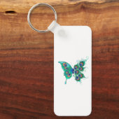 Porte-clés Papillon aux plumes de paon vert (Recto)