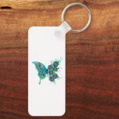Porte-clés Papillon aux plumes de paon vert (Verso)
