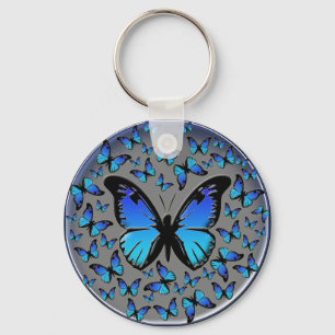 Porte-clés papillon bleu