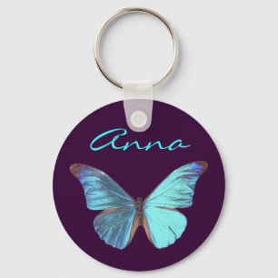 Porte-clés Papillon bleu assez iridescent