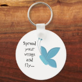 Porte-clés Papillon Bleu avec Citation (Recto)