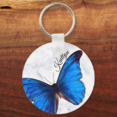 Porte-clés Papillon bleu clair Morpho Personnalisé (Recto)