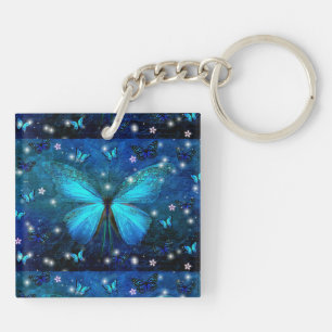 Porte-clés Papillon bleu élégant