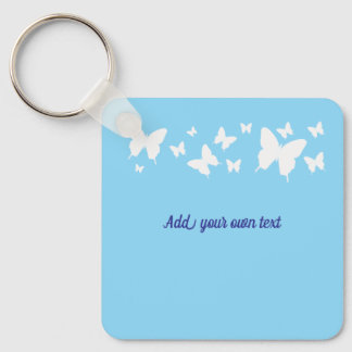 Porte-clés papillon bleu et blanc, cadeau de maria