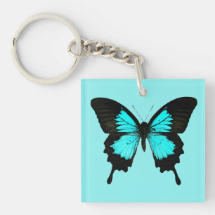 Porte-clés Papillon - bleu et noir de turquoise