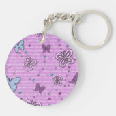 Porte-clés Papillon bleu et violet décoratif (Dos)
