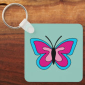 Porte-clés Papillon bleu magenta rose (Recto)
