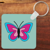 Porte-clés Papillon bleu magenta rose (Verso)