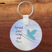 Porte-clés Papillon bleu sur les rubans de ruban (Recto)