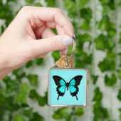 Porte-clés Papillon - bleu turquoise et noir (main)
