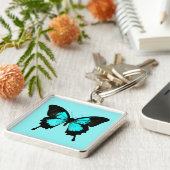 Porte-clés Papillon - bleu turquoise et noir (Côté)