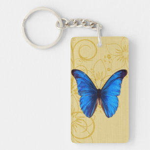 Porte-clés Papillon bleu vintage
