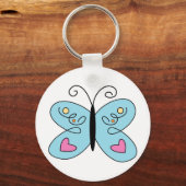Porte-clés Papillon bleu Whimsical avec ailes du coeur (Recto)
