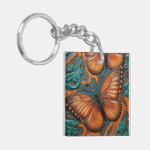 Porte-clés Papillon Brown et Turquoise 3D (Devant gauche)