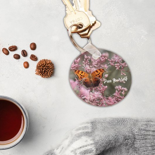 Porte-clés Papillon Brown sur Porte - clé de fleurs roses