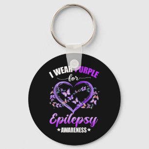 Porte-clés Papillon cardiaque Je Porte Violet Pour L'Épilepsi