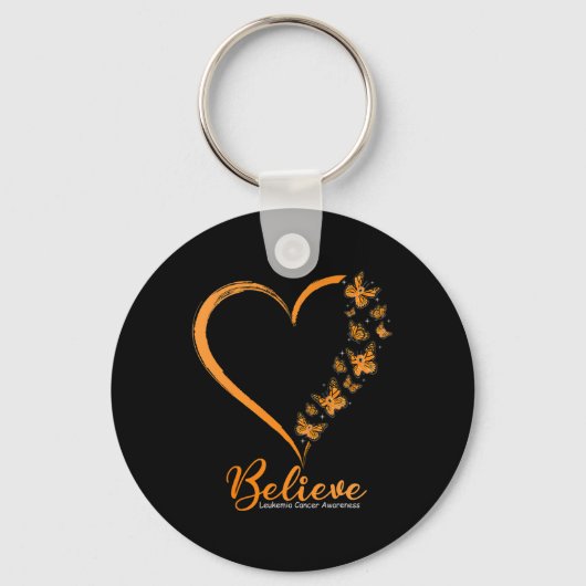 Porte-clés Papillon Croire Leucémie Sensibilisation Orange Ri (Recto)