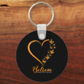 Porte-clés Papillon Croire Leucémie Sensibilisation Orange Ri (Recto)