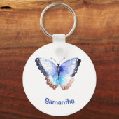 Porte-clés Papillon d'aquarelle avec nom (Recto)