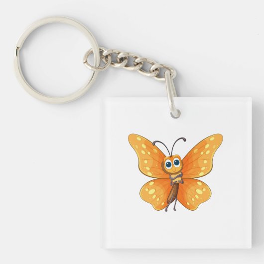 Porte-clés Papillon de caricature joyeux (Devant)