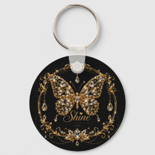 Porte-clés Papillon de cristal doré Brille Art de bijoux de l