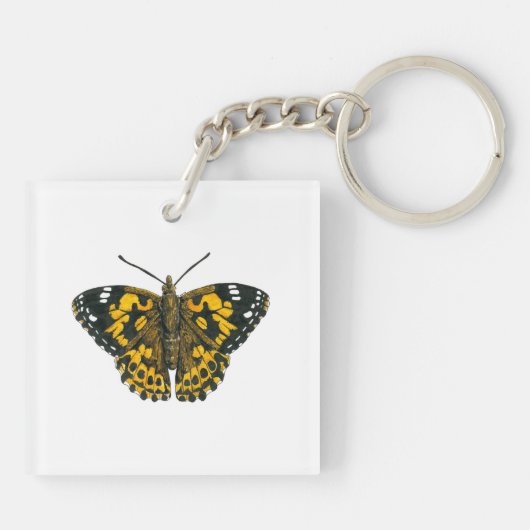 Porte-clés Papillon de femme peint (Dos)