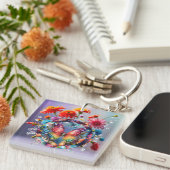 Porte-clés Papillon de fleurs (Devant Droit)