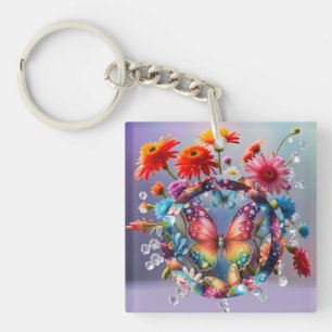 Porte-clés Papillon de fleurs