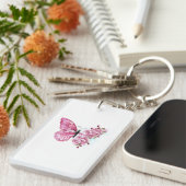 Porte-clés Papillon de fleurs avec Sakura rose (Devant droit)