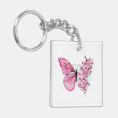 Porte-clés Papillon de fleurs avec Sakura rose (Devant gauche)