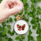 Porte-clés Papillon de fleurs rouges aux roses rouges (Main)