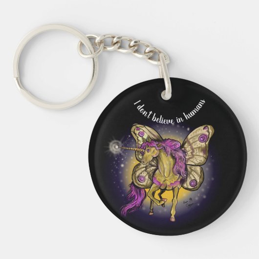 Porte-clés Papillon de l'Empereur Jaune Cheval Fée (Devant)
