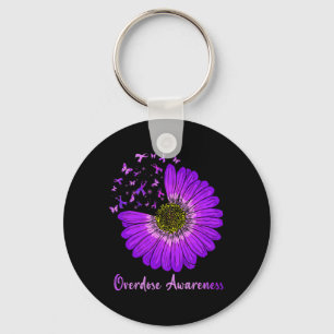 Porte-clés Papillon de marguerite violet sensibilisation à la