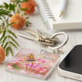 Porte-clés Papillon de nom de monogramme personnalisé (Devant Droit)
