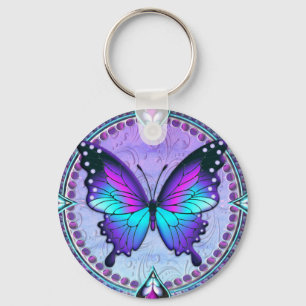 Porte-clés Papillon de sublimation avec Arrière - plan