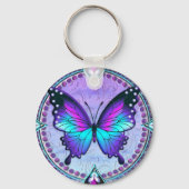 Porte-clés Papillon de sublimation avec Arrière - plan (Verso)