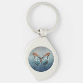 Porte-clés Papillon de texture gris bleu (Devant)