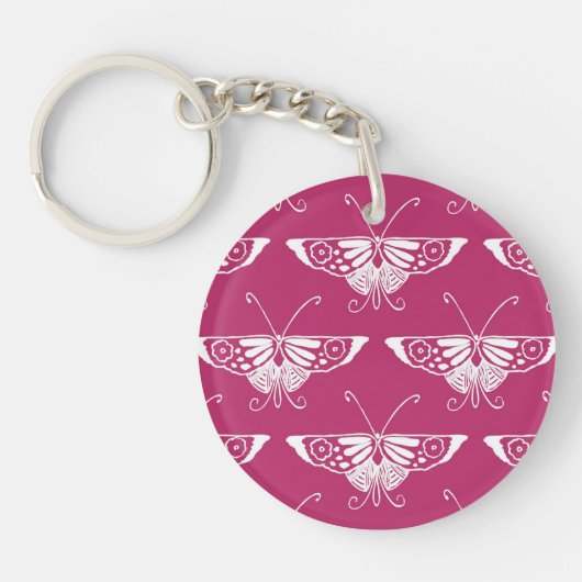Porte-clés Papillon déco stylisé - mauve profonde (Devant)
