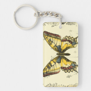 Porte-clés Papillon décoratif avec des fleurs sauvages