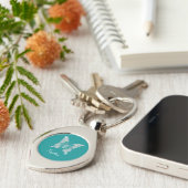 Porte-clés Papillon Diamant Blanc, Nom de Script, Sarcelle Pr (Côté )