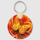 Porte-clés Papillon doré sur fond abstrait enflammé (Recto)