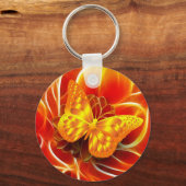 Porte-clés Papillon doré sur fond abstrait enflammé (Recto)