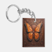 Porte-clés Papillon en bois embossé faux (Devant gauche)