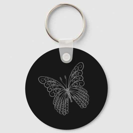 Porte-clés papillon en filigrane noir (Recto)