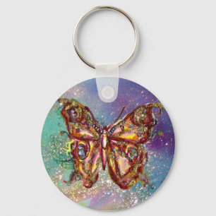 PORTE-CLÉS PAPILLON EN PAILLETTES D'OR