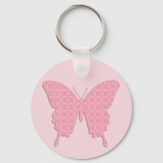 Porte-clés Papillon en papier peint - rose clair (Recto)