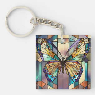 Porte-clés Papillon en verre tendu